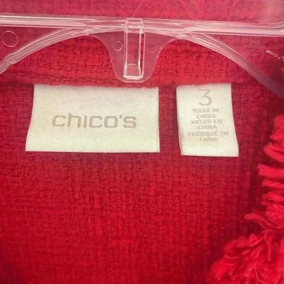 Chico’s size 3 women’s stunning, red long, tweed blazer. - Picture 2 of 6